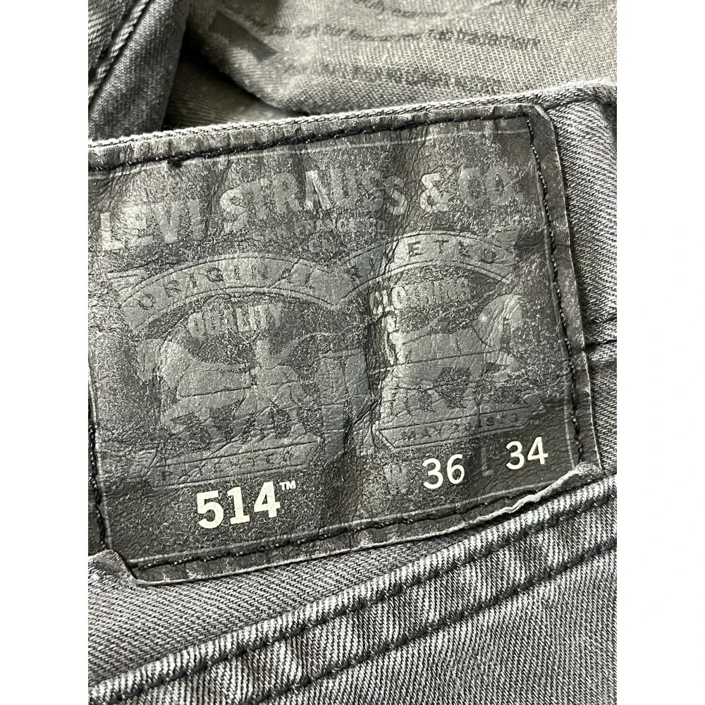 Vintage Levi's‎ Pants Men 36x34 514 Slim Straight Leg Black Washed Denim Jean